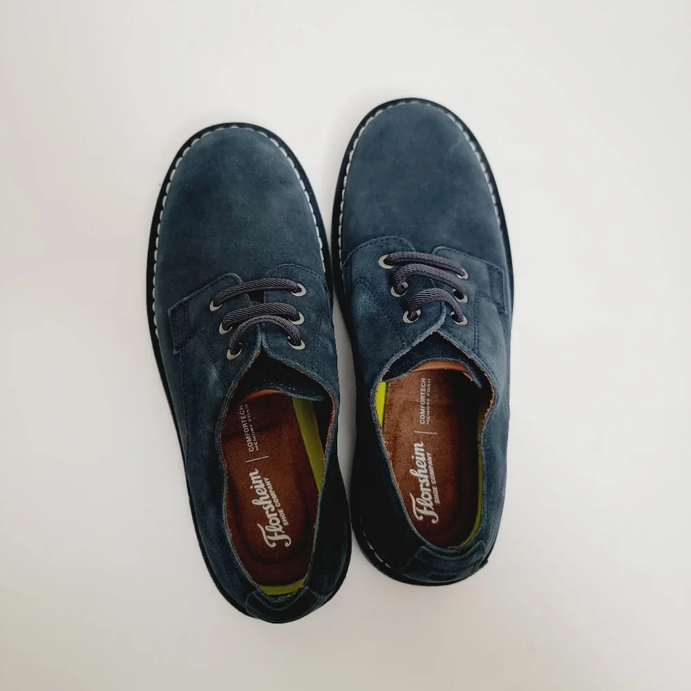 FLORSHEIM velvet Lace dress shoes in Suede Blue Big Boy